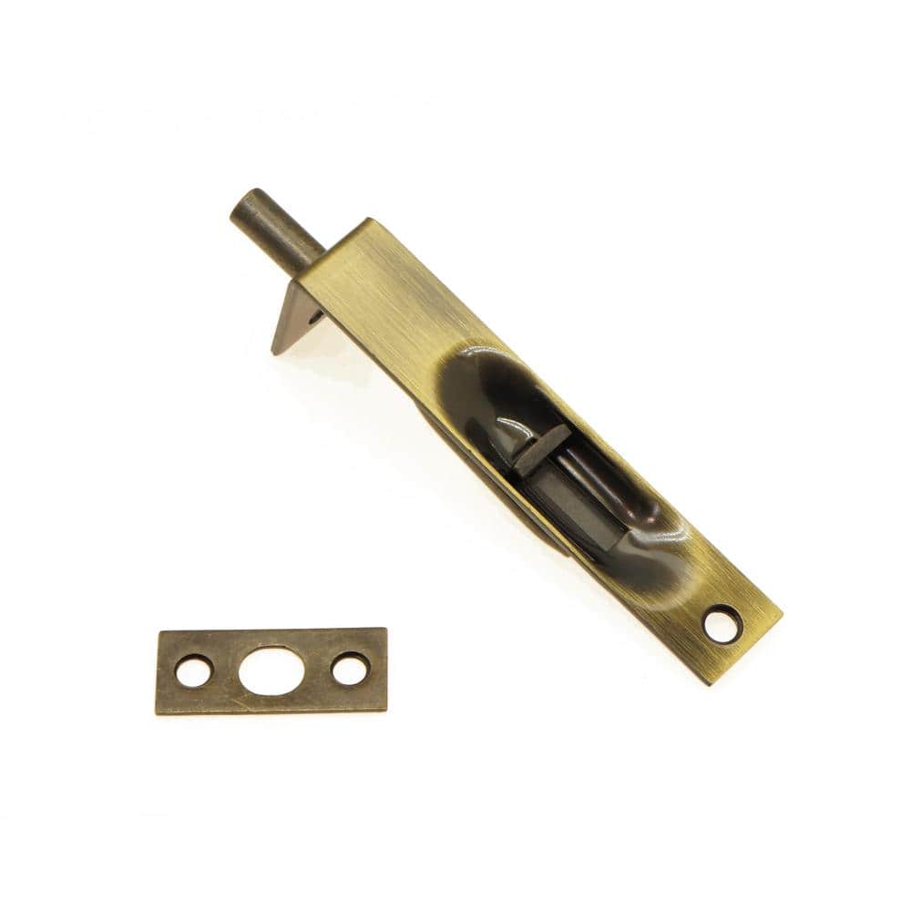 UPC 879913000083 product image for 4 in. Solid Brass Flush Bolt with Square End in Antique Brass | upcitemdb.com