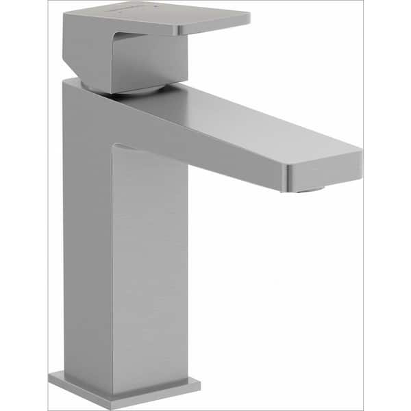 DuraSquare Single Handle Single Hole Bathroom Faucet with Drain Kit Included in Brushed Nickel