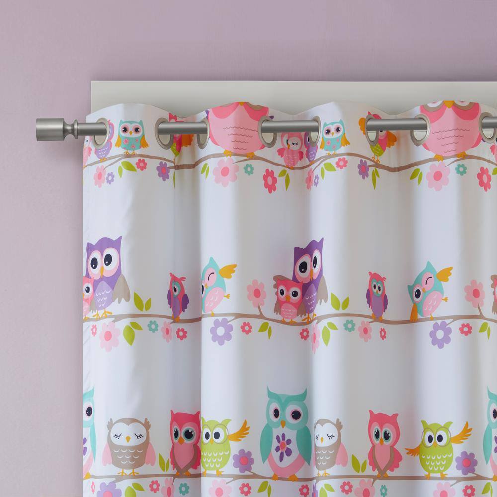 Multicolor Owl Print Blackout Kids' Window Panel, 50" x 63"