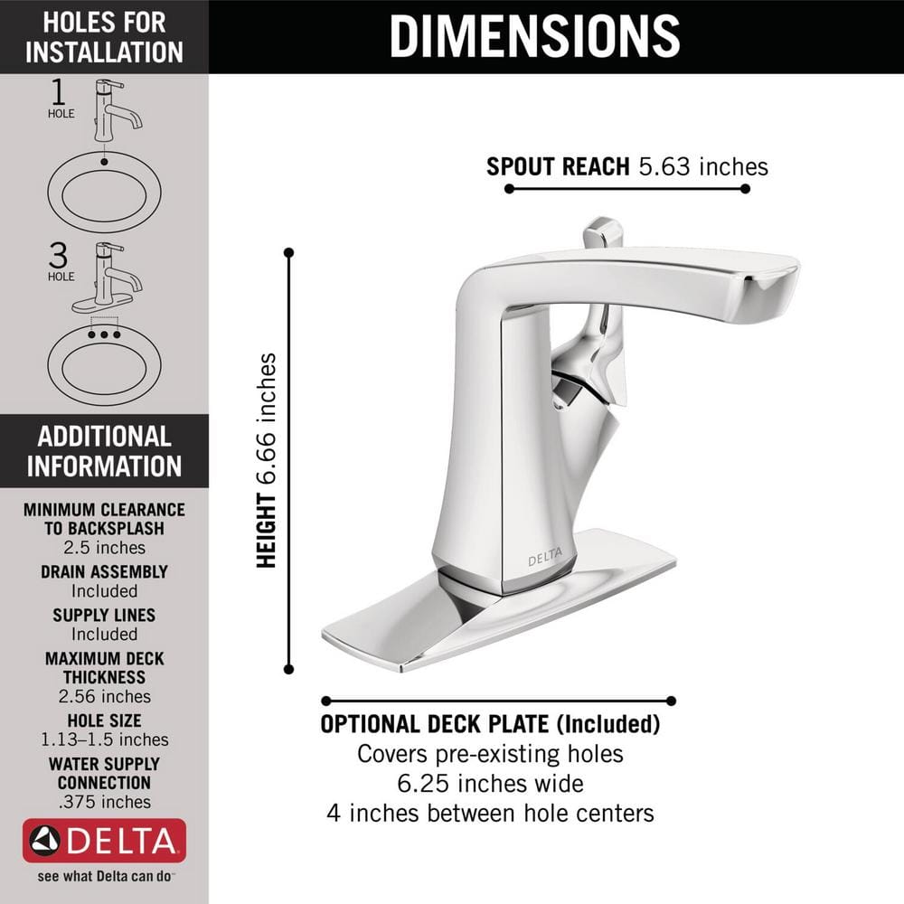 Vesna Polished Chrome Single Handle Mid-Arc Bathroom Faucet
