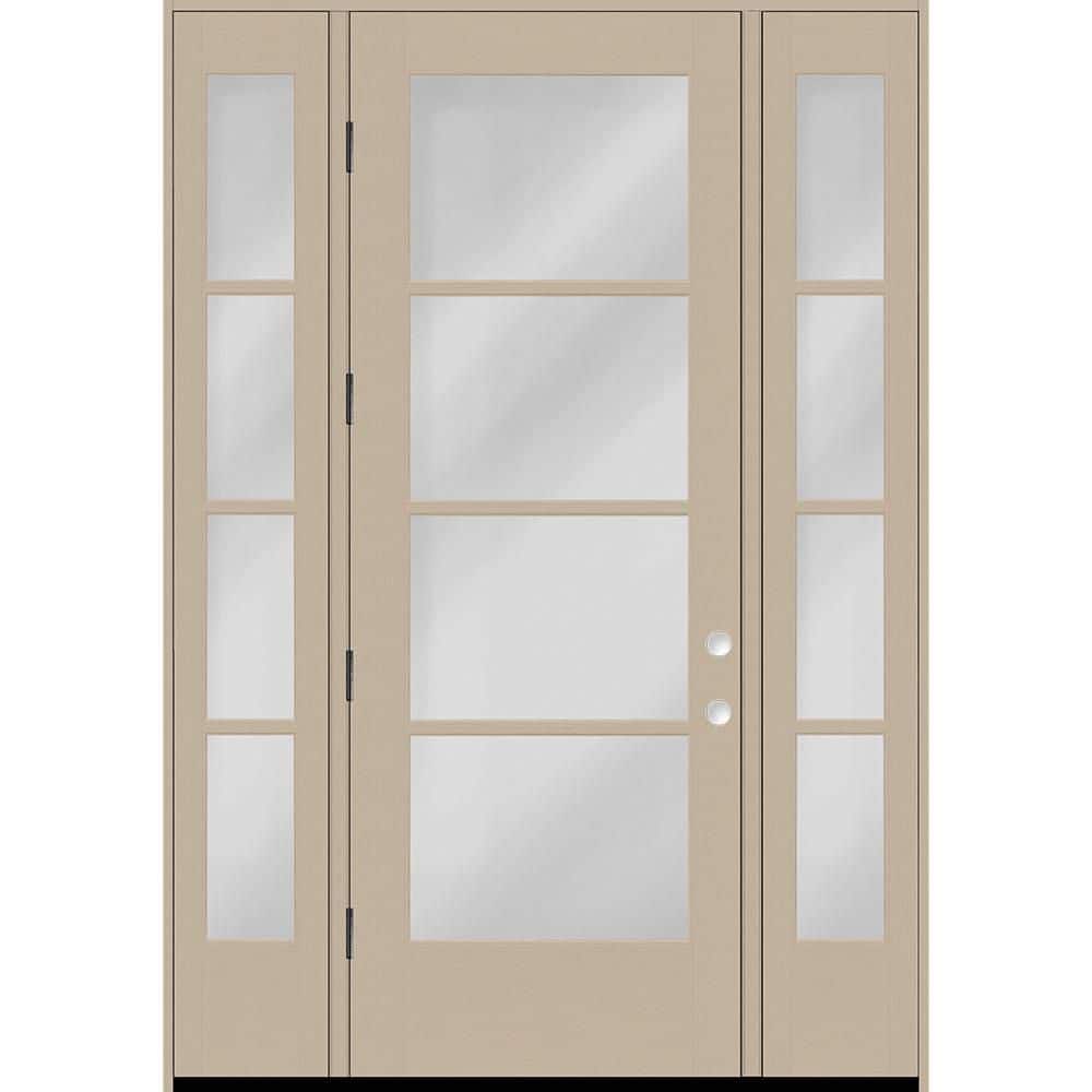 Legacy 68 in. x 96 in. Icon 4-Lite Modern ClearGlass RHOS Sand Fiberglass Prehung Front Door w/2-14inSL 4-9/16 in. Jamb price history on PriceWatchPro