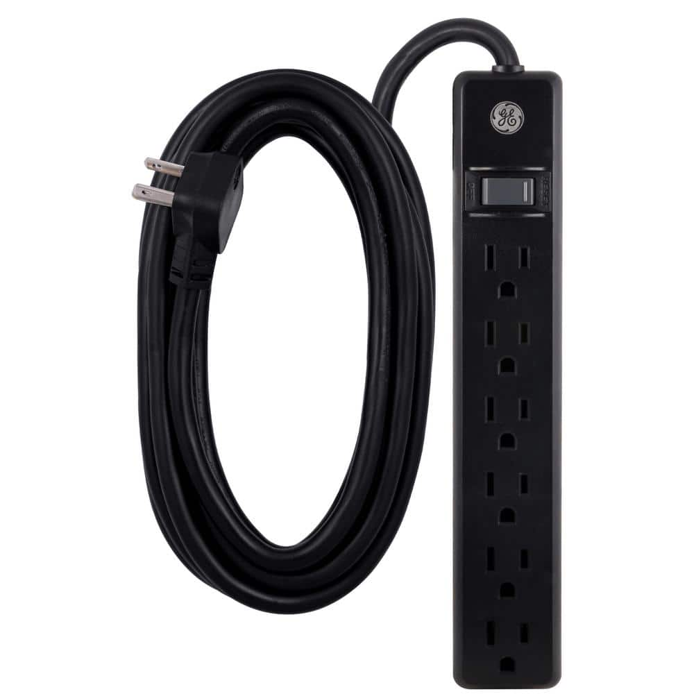 GE 6-Outlet Grounded Power Strip with 12 ft. Long Extension Cord in ...