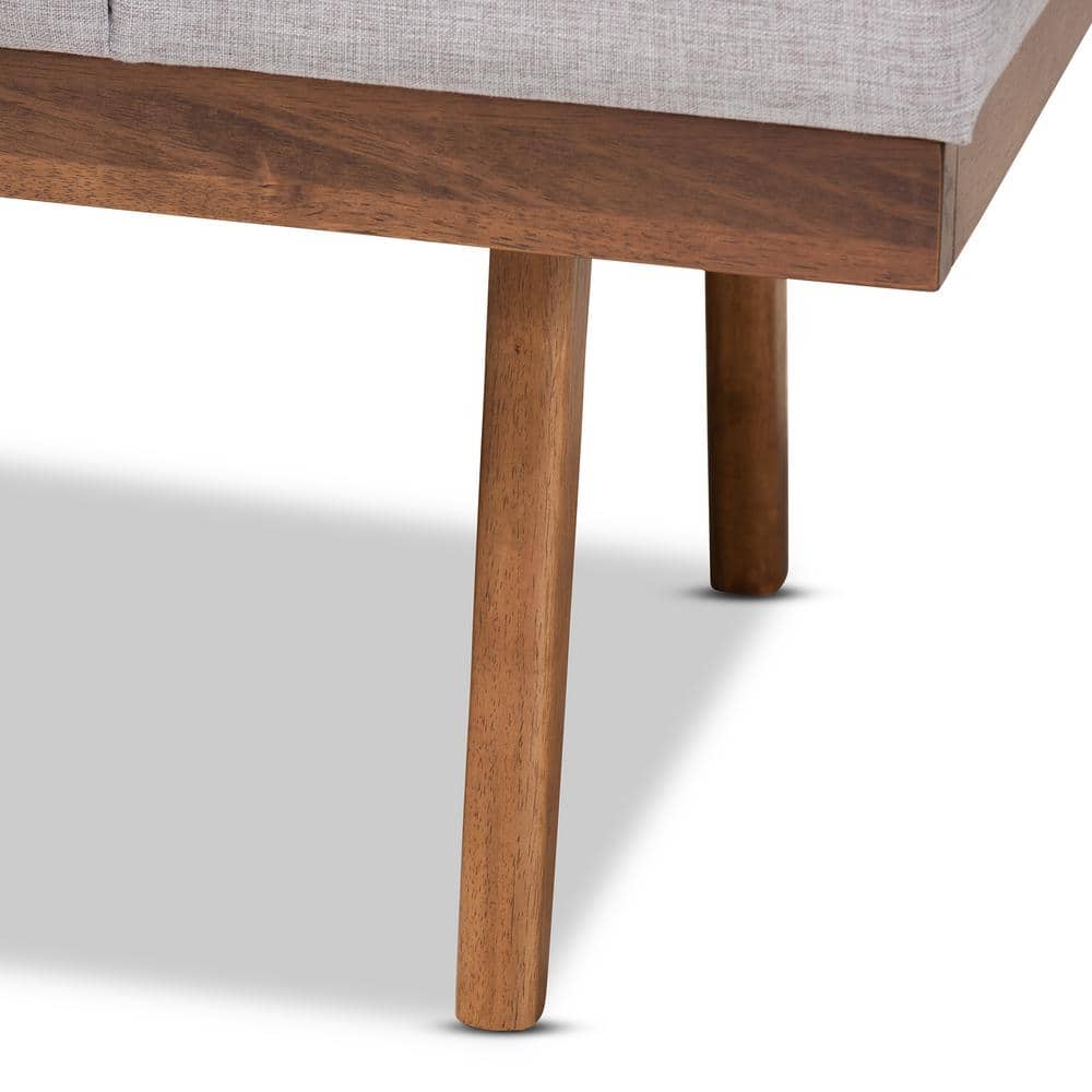 Larisa Beige and Walnut Brown Upholstered Wood Bench