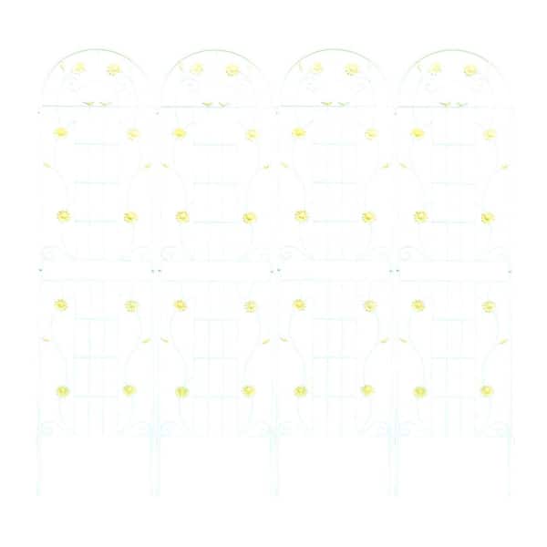 Jushua 86.7 in. x 19.7 in. Metal Garden Trellis Rustproof Trellis for Climbing Plants Outdoor Flower Support, White (4-Pack)
