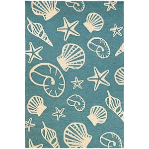 Outdoor Escape Cardita Shells Turquoise-Ivory 2 ft. x 4 ft. Indoor/Outdoor Area Rug