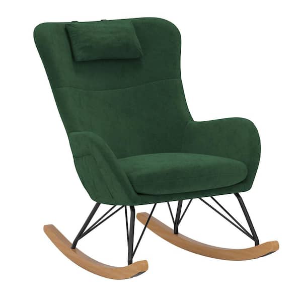 BABY RELAX Maeson Green Linen Rocker Chair