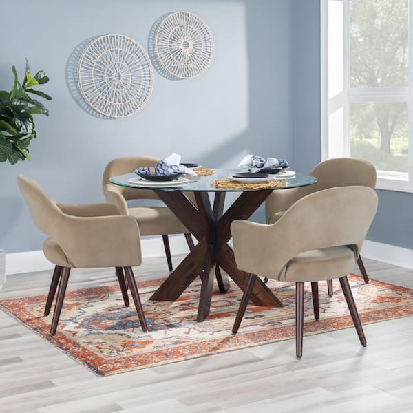 Linon Home Decor Norris 48 In. L Espresso Round Dining Table With Glass Top  (Seats 4) Hd221844 - The Home Depot
