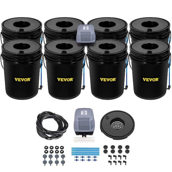 DWC Hydroponic System 5 Gal. Buckets Deep Water Culture Growing Bucket Hydroponics Grow Kit for Outdoor (8-Pack)