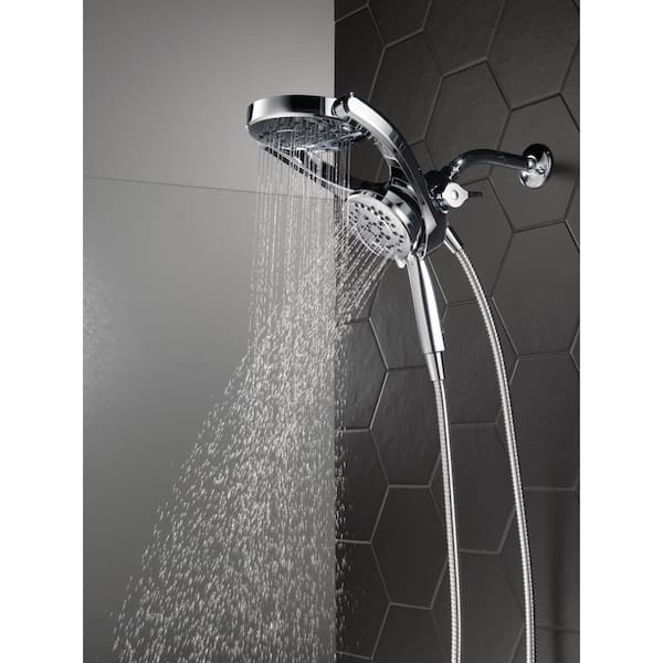 Delta Hydrorain Two In One 4 Spray Patterns 6 In Wall Mount Dual Shower Heads With Magnatite In Chrome 75699 The Home Depot