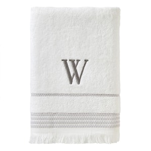 Casual Monogram Letter W Bath Towel, white, cotton