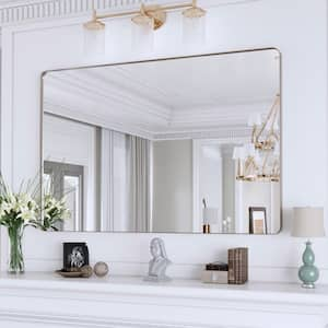 48 in. W x 32 in. H Premium Aluminum Framed Rectangular Bathroom Vanity Wall Mirror in Brushed Nichel