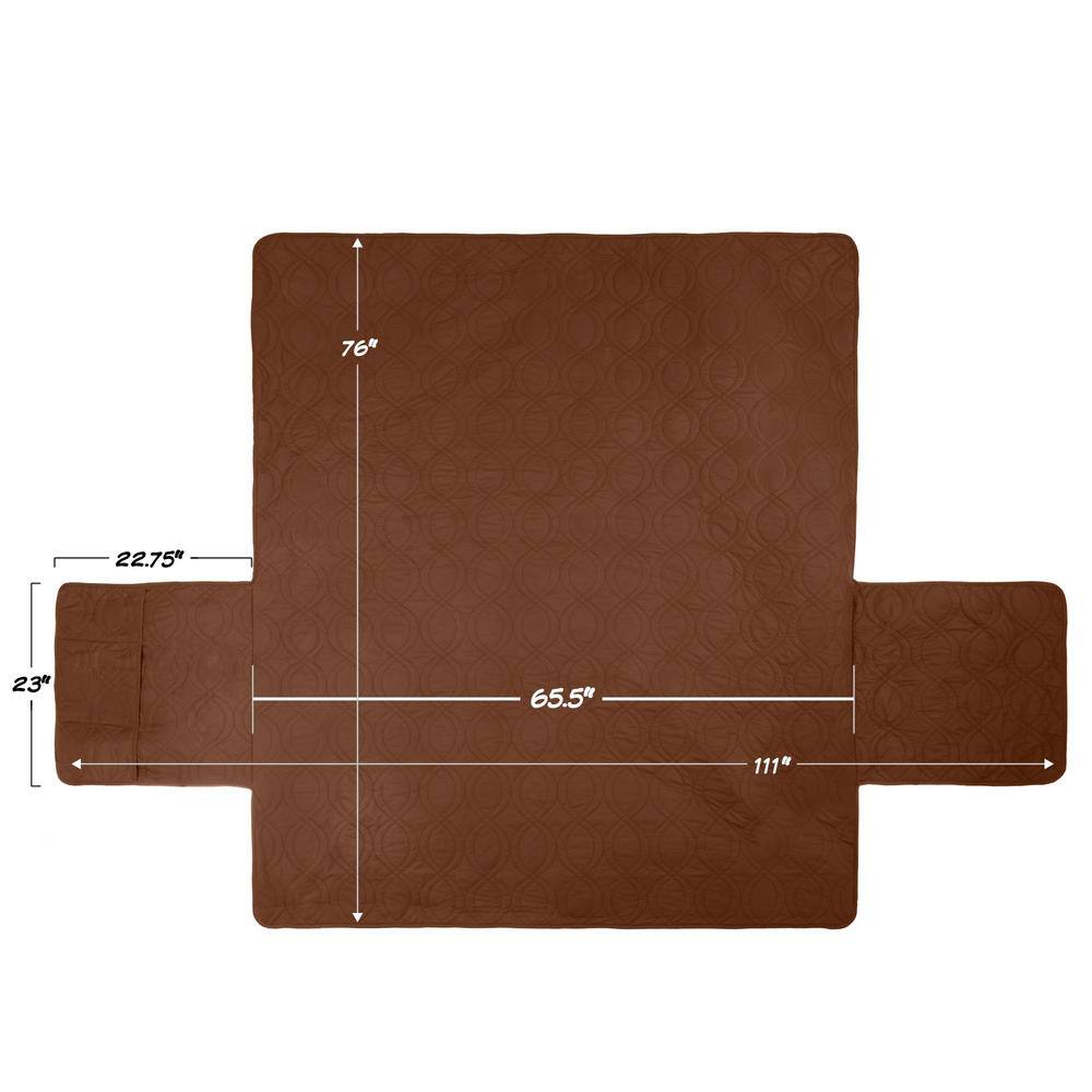 Brown Waterproof Quilted Pet Sofa Slipcover with Pockets