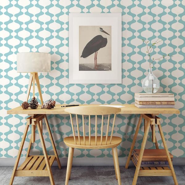 Ashbury Turquoise Retro Paper Strippable Roll (Covers 56.4 sq. ft.)