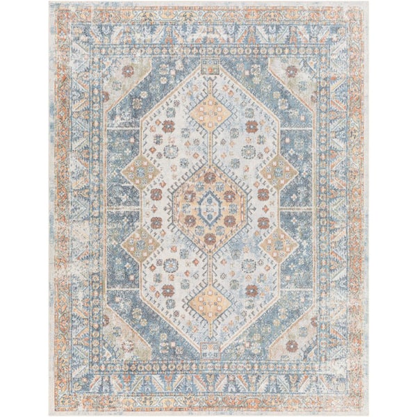 Livabliss Lillian Sky Doormat 2 ft. x 3 ft. Medallion Machine-Washable Indoor Area Rug