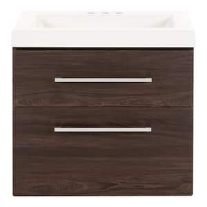 Larissa 24 in. W x 19 in. D Wall Hung Bathroom Vanity in Elm Ember with Cultured Marble Vanity Top in White with Sink
