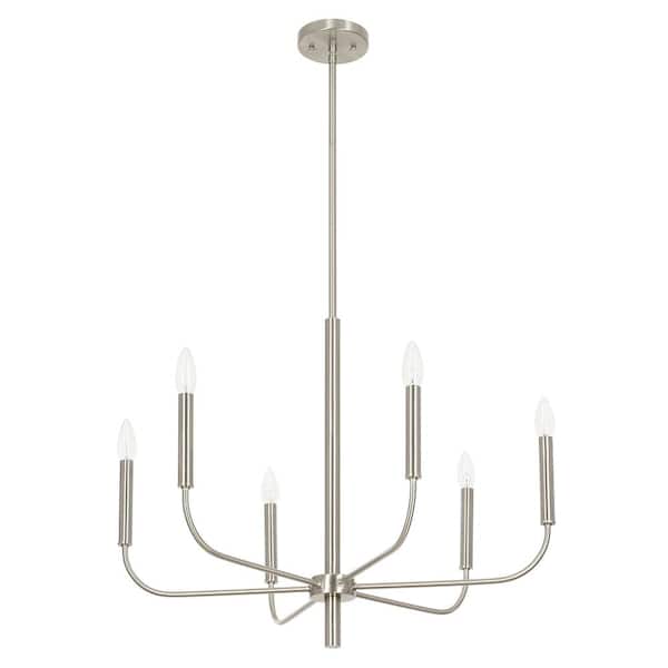 Alsy 6-Light Brushed Nickel Classic Candlestick Chandelier 23225