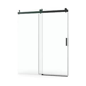 72 in. x 76 in. Sliding Frameless Soft Close Shower Door in Matte Black with 3/8 in. Clear Glass