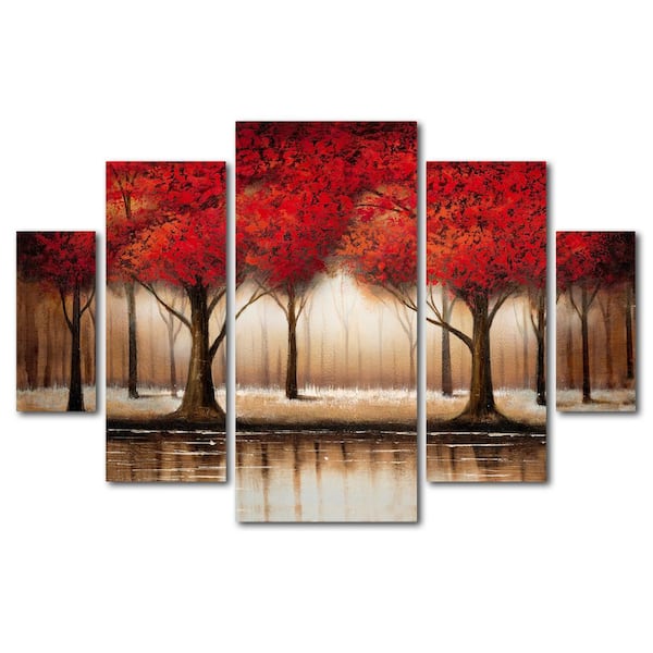 Trademark Fine Art 40 in. x 58 in. "Parade of Red Trees" by Rio Printed Canvas Wall Art