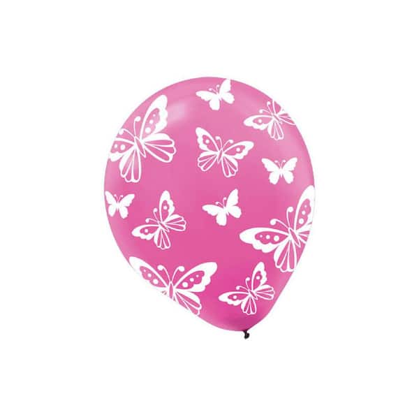6pc Set Amscan Amscan Colorful Butterfly All-Over Print 12 inch Latex Balloons