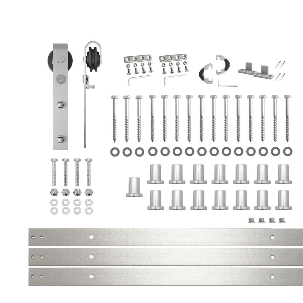 20 ft./240 in. Brushed Nickel Non-Bypass Sliding Barn Door Track and Hardware Kit for Single Door price history on PriceWatchPro