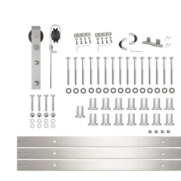 HOMACER 20 ft./240 in. Brushed Nickel Non-Bypass Sliding Barn Door Track and Hardware Kit for Single Door