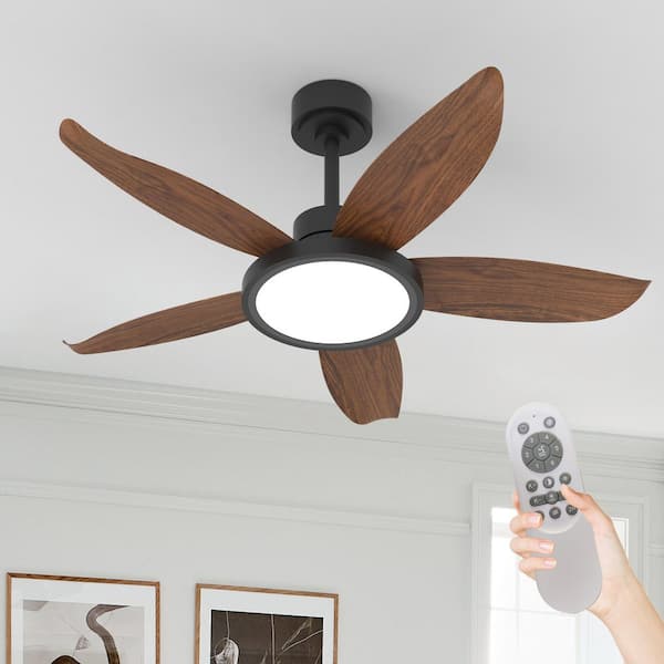 42 in. Brown High Airflow Plug-in Blades ABS Plastic Blades Downrod Mount Standard Ceiling Fan Remote Control Included