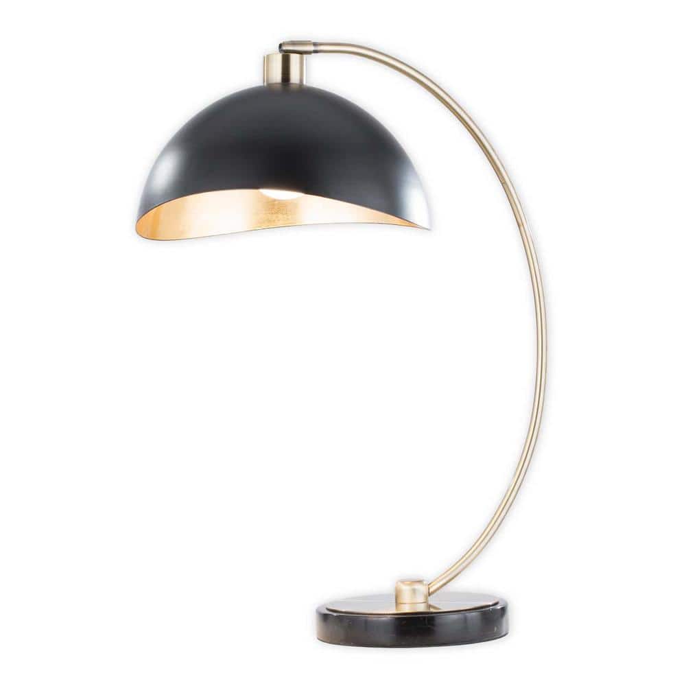 Luna Bella Weathered Brass Arc Desk Lamp with Matte Black Steel