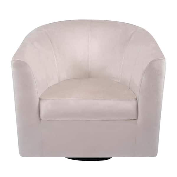 HOMESTOCK Ivory 360° Swivel Barrel Chairs Arm Chair