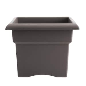 Veranda 14 in. L x 14 in. W x 11.25 in. H 18 qt. Peppercorn Plastic Deck Box Planter