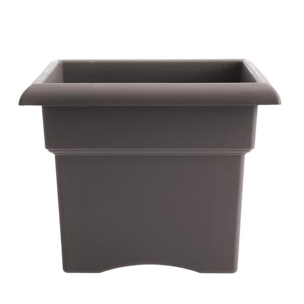Bloem Veranda 14 in. L x 14 in. W x 11.25 in. H 18 qt. Peppercorn Plastic Deck Box Planter