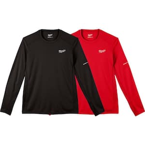 Men's X-Large Black and Red WORKSKIN Light Weight Performance Long Sleeve T-Shirt (2-Pack)