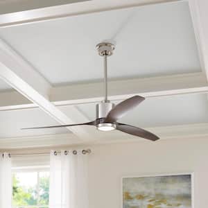 Triplex 60 in. LED Polished Nickel Ceiling Fan with Light and Remote Control works with Google and Alexa