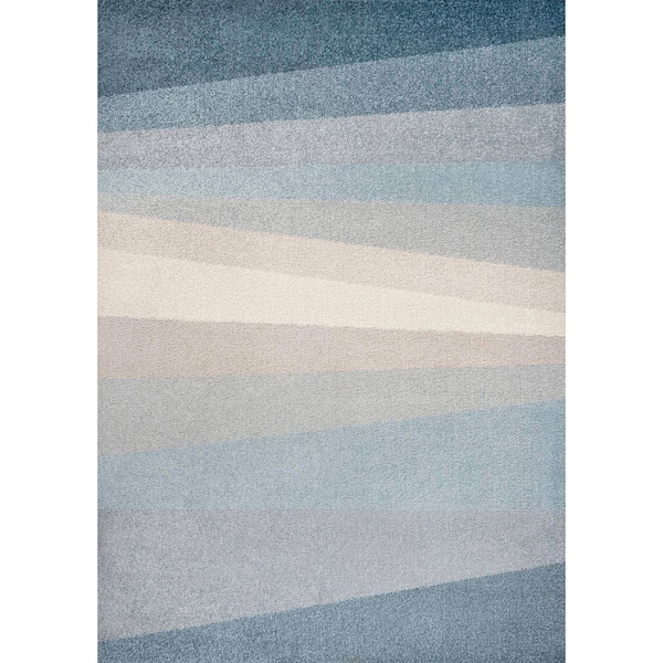 Prism Geometric Striped Blue/Cream/Gray 3 ft. x 5 ft. Area Rug