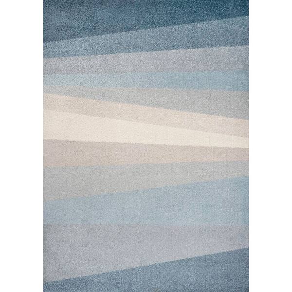 Blue Prisma Rug JONATHAN Y Prism Geometric Striped Blue/Cream/Gray 4 ft. x 6 ft. Area ...