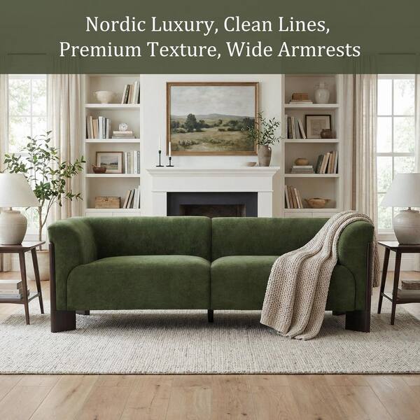 Uixe Luxury 81.1 in. Flared Arm Chenille Rectangle 2-Seater Sofa