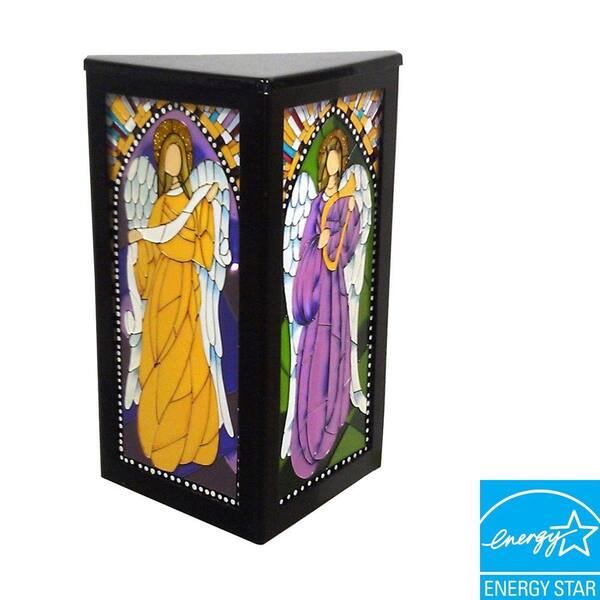 It's Exciting Lighting 4-LED Wall Mount Stained Art Glass Angels Battery Operated Sconce