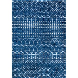 Blythe Modern Moroccan Trellis Doormat 3 ft. x 5 ft. Blue Area Rug
