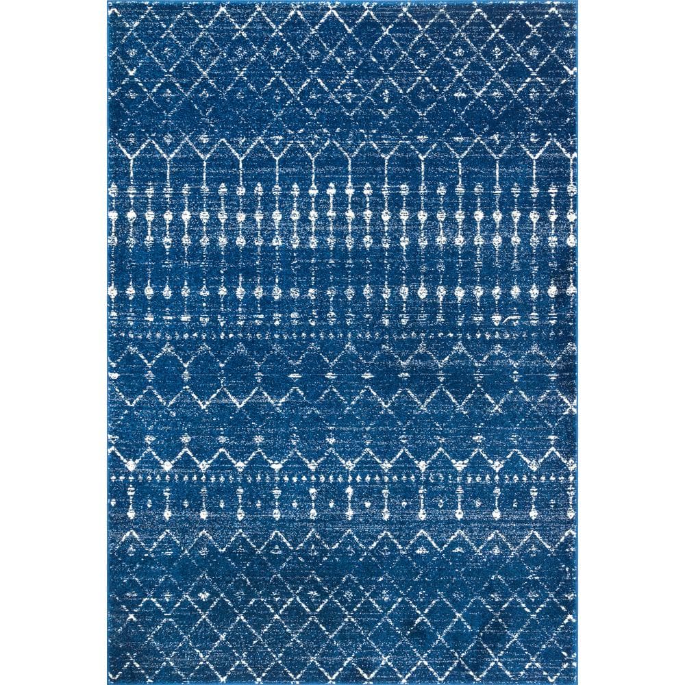 Blue Rectangular 4' x 6' Moroccan Trellis Area Rug