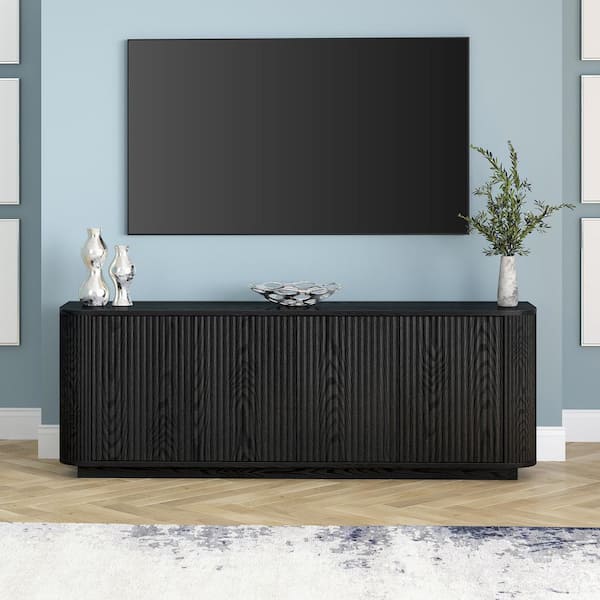 Canton 68 in. Black Grain TV Stand for 75 in. TVs