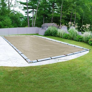 Premium 20 ft. x 40 ft. Rectangular Tan Solid In-Ground Winter Pool Cover