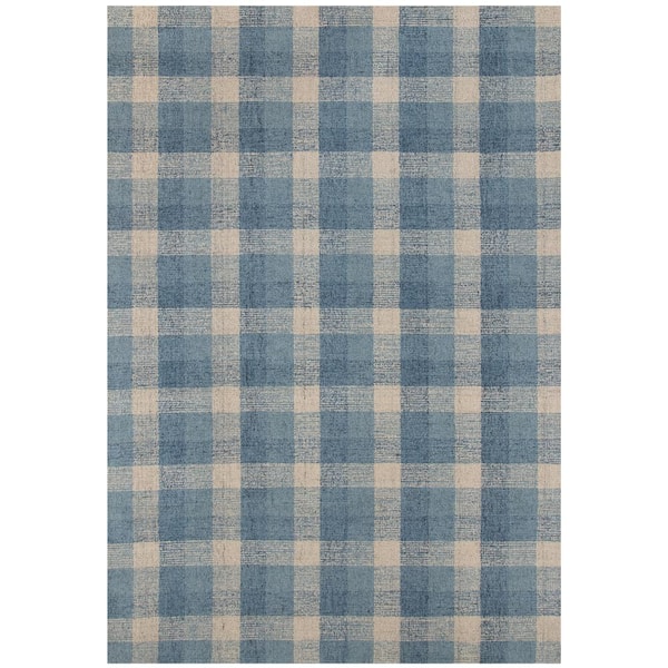 Tartan 5 x 8 Blue Plaid Pattern Area Rug for High Traffic Living Room Dining Room Bedroom