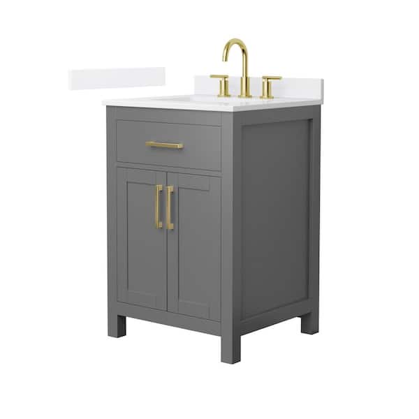 Beckett 24 in. Single Freestanding Dark Gray Bath Vanity with White Quartz Top (Assembled)