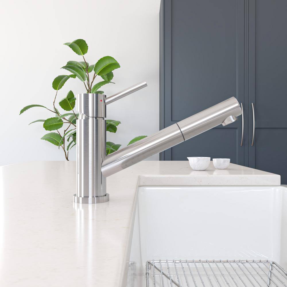 Brushed Stainless Steel Pull-Out Spray Kitchen Faucet