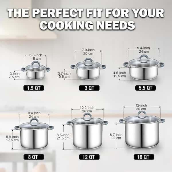 Cook N Home 16 Quart Basic Stainless Steel Cooking Gumbo Soup Pot