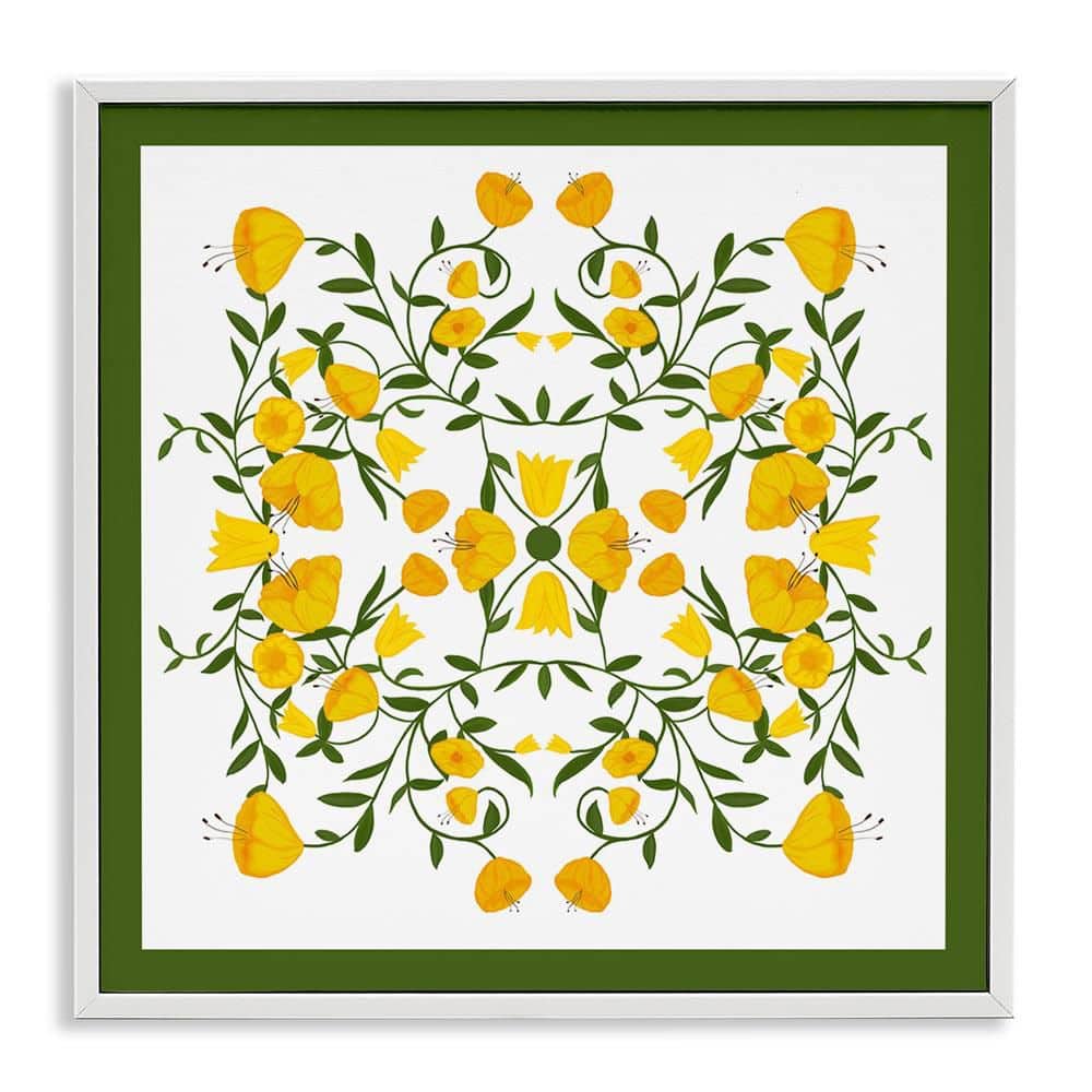Golden Blooms Symmetry by Michelle Ingari Designs White Framed Nature Giclee Art Print 17 in. x 17 in. price history on PriceWatchPro