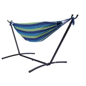 9.3 ft. Portable Hammock Bed Hammock with Stand in Blue