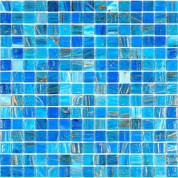 Apollo Tile Celestial 4 in. x 6 in. Glossy Blue Glass Mosaic Uniform ...