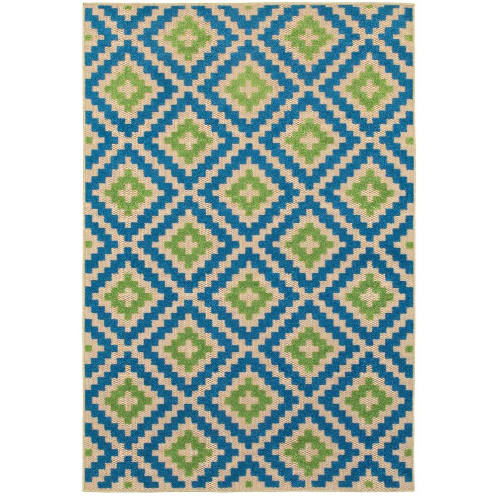 5 Ft X 8 Outdoor Area Rug, Blue And Green Outdoor Rug