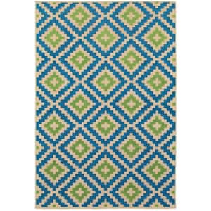 Giana Blue/Green 7 ft. x 10 ft. Outdoor Patio Area Rug