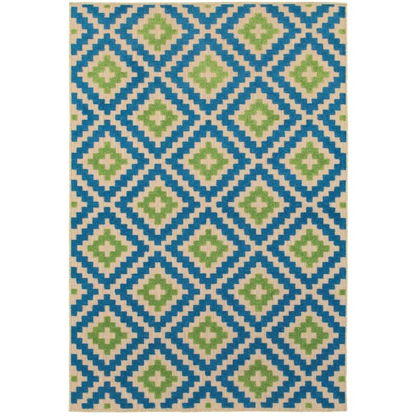 Giana Blue/Green 10 ft. x 13 ft. Outdoor Patio Area Rug